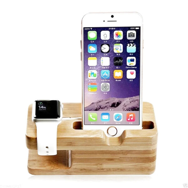 wooden phone and watch charging station 7