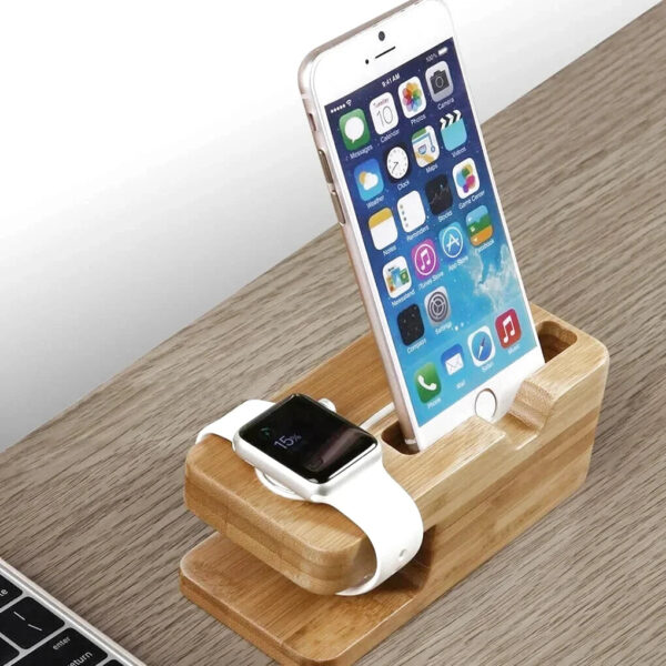 wooden phone and watch charging station 8